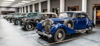 Main hall with cars from "Maybach Motorenwerke", SW 38, 1938 closest: Maybach Car Museum | Museum für historische Maybach-Fahrzeuge, Neumarkt, Germany | Deutchland [2018]